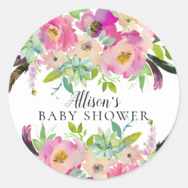 Boho Spring Floral Baby Dusche Umschlag Aufkleber