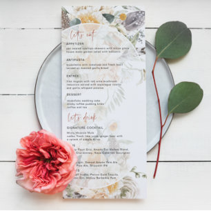 Boho Spring Florals   Hochzeitsmenü Menükarte