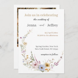 Boho Spring Flowers Foto Hochzeit Einladung
