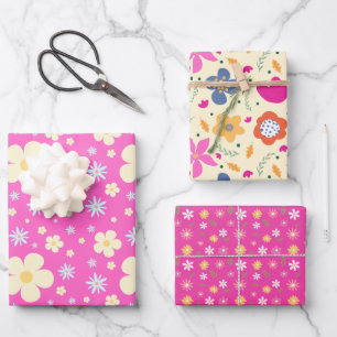 BOHO Spring Flowers Pastell Floral Muster Geschenkpapier Set