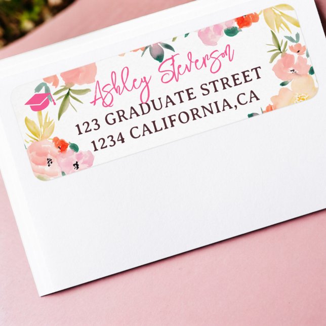 Boho spring rosa Gartenblumengarten Abschluss (Boho spring pink garden floral graduation label)