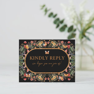 Boho Spring Watercolor-Wildblumen Hochzeit RSVP Postkarte