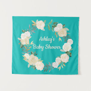 Boho Spring Weddrop Türkis Baby Dusche Wandteppich