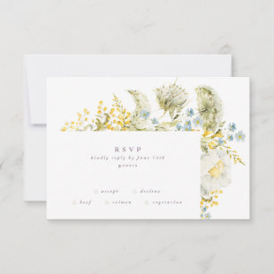 Boho Spring Wild Botanical Florals Frame Wedding RSVP Karte