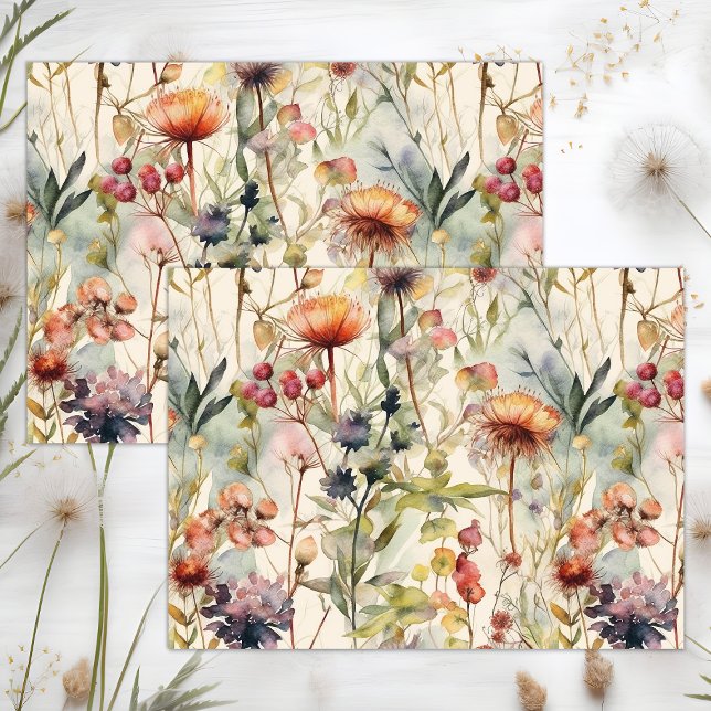 BOHO SPRING WILDBLUMEN DECOUPAY SEIDENPAPIER (BOHO SPRING WILDFLOWERS DECOUPAGE TISSUE PAPER)