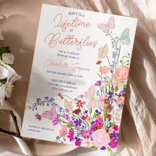Boho Spring Wildblumen Schmetterlinge Brautparty Einladung