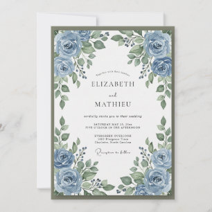 Boho-Stahl-Periwinkle-Kranz-Hochzeit Einladung