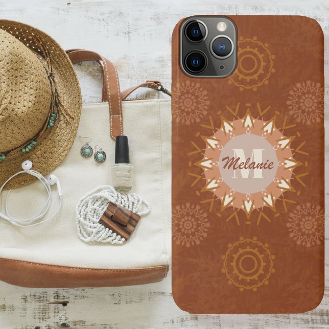 Boho Stammee-Mandalas Rustikale Erdtöne Variation  Case-Mate iPhone Hülle (Boho Tribal Mandalas Rustic Earthtones Variation 1 Case-Mate iPhone Case by Leapfroglisics Shop)