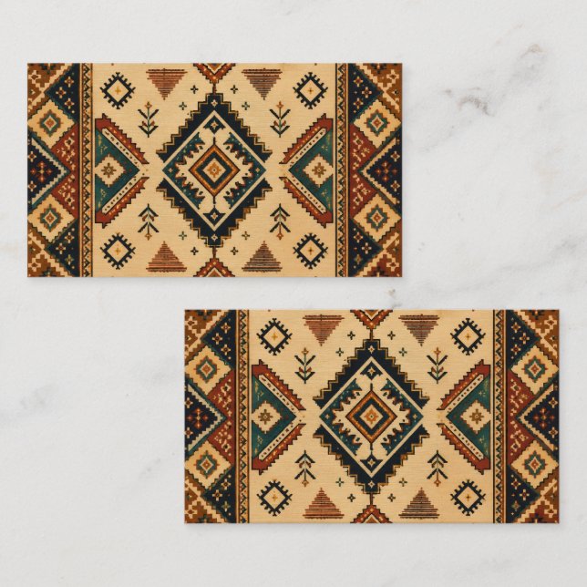 Boho-Stammes-Geometrisches Muster Visitenkarte | R (Vorne/Hinten)