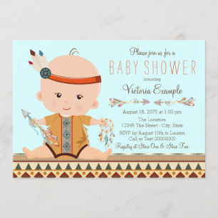 Boho-Stammes-Jungen-Baby-Party Einladung