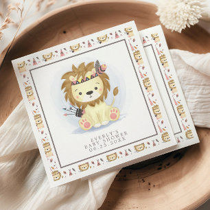 Boho-Stammes-Löwe-Baby-Party Serviette