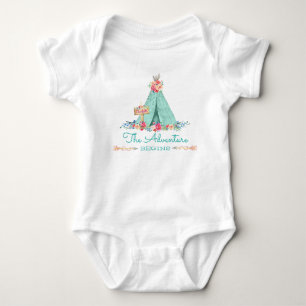 Boho-Stammes-TeePee-Abenteuer beginnt Baby Mädchen Strampler