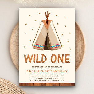 Boho-Stammes-Teepee-Jungen-Wilder-Erstgeborener-zu Einladung
