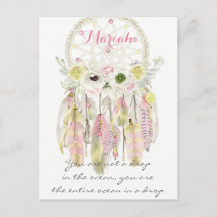 Boho-Stammes-Traumfänger Federn Blumen Native Postkarte