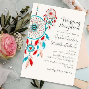 Boho Stammesfeder Traumfänger Hochzeitsempfang Einladung