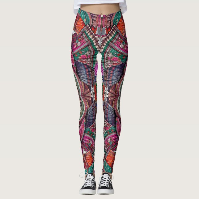 Boho Stammesgöttin Ethnisch Inspirierte Leggings (Vorderseite)