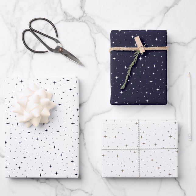 boho Stars Weihnachten und Feiern Design Geschenkpapier Set (Vorderseite)