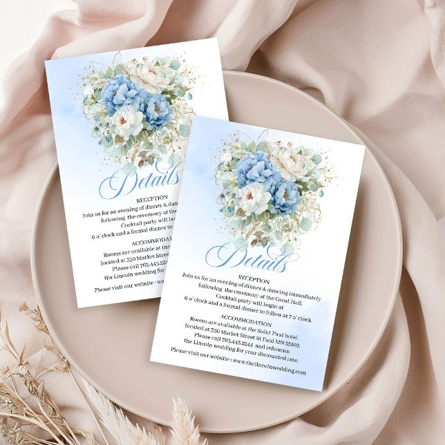 Boho-Staubblau-Blumen-Eukalyptus-Details Karte (Boho Dusty Blue Floral Eucalyptus Details)