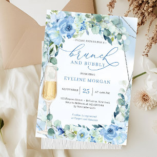 Boho staubblaue Blumen Grünbrunch und Bläschen Einladung