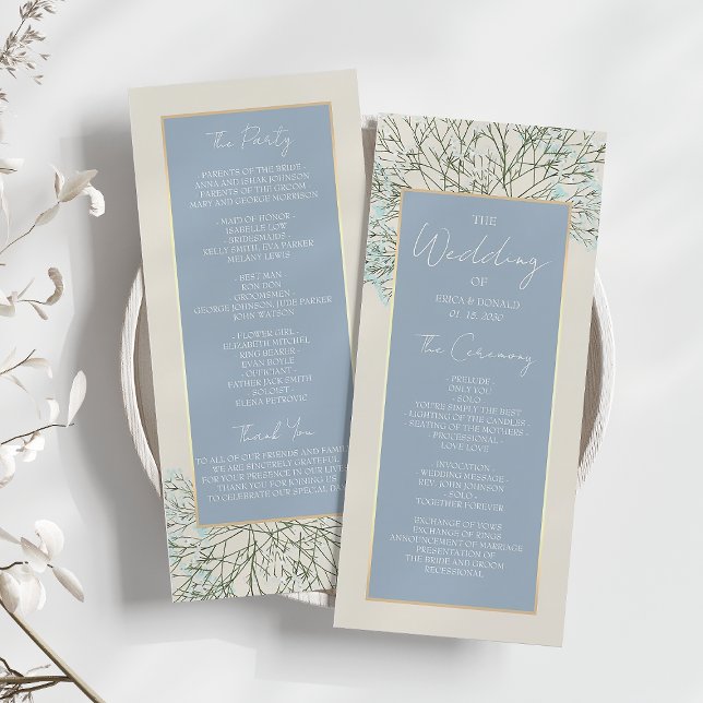 Boho-Staubblaues Hochzeitsprogramm Programm (Von Creator hochgeladen)