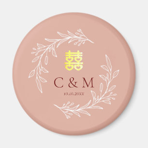 Boho staubige Rosa-Laubkäfer moderne chinesische H Magnet