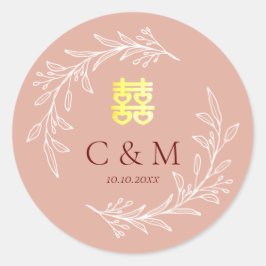 Boho staubige Rosa-Laubkäfer moderne chinesische H Runder Aufkleber