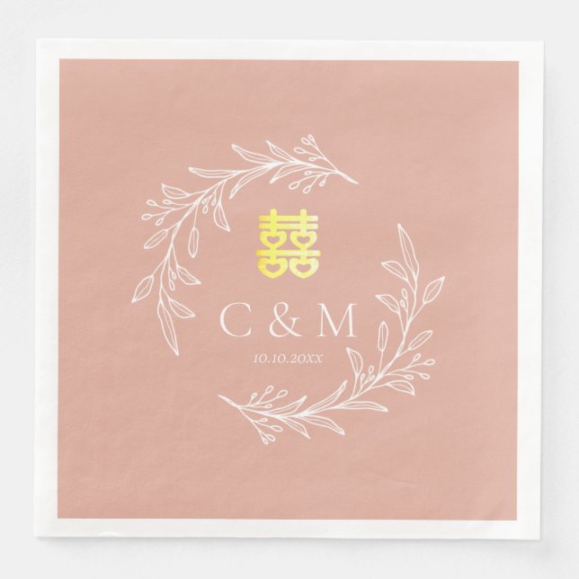 Boho staubige Rosa-Laubkäfer moderne chinesische H Serviette (Vorderseite)