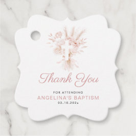 Boho staubige Rose Pampas Blumentaufen Geschenkanhänger