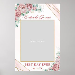 Boho staubrosa pinkfarbene Blüten goldene Hochzeit Poster