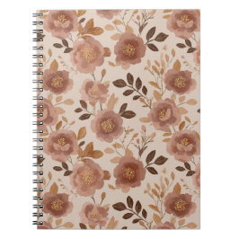 Boho-Staubrose-Blumen-Beige-Blumenmuster Notizblock