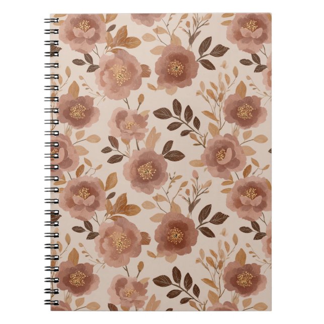 Boho-Staubrose-Blumen-Beige-Blumenmuster Notizblock (Vorderseite)