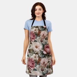 Boho-Staubrose-Blumen-Beige-Blumenmuster Schürze
