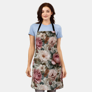 Boho-Staubrose-Blumen-Beige-Blumenmuster Schürze