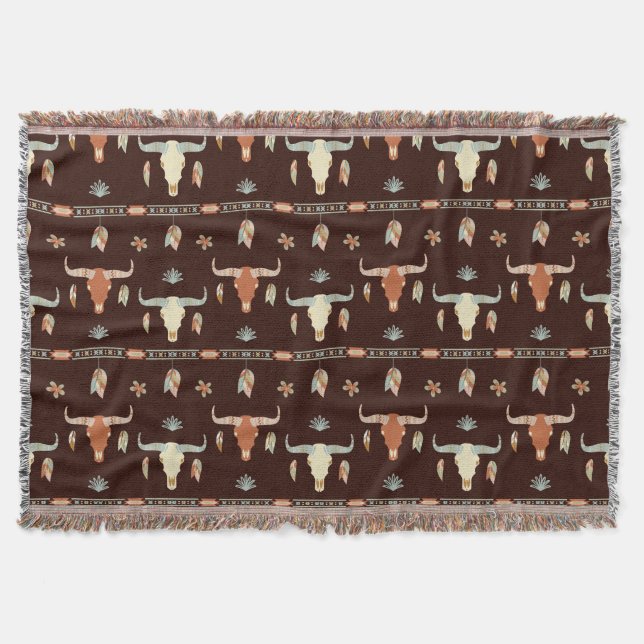 Boho Steer Pattern Decke (Vorderseite)