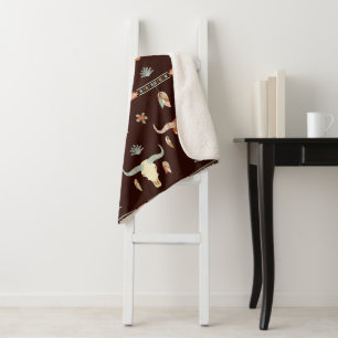 Boho Steer Pattern Sherpadecke