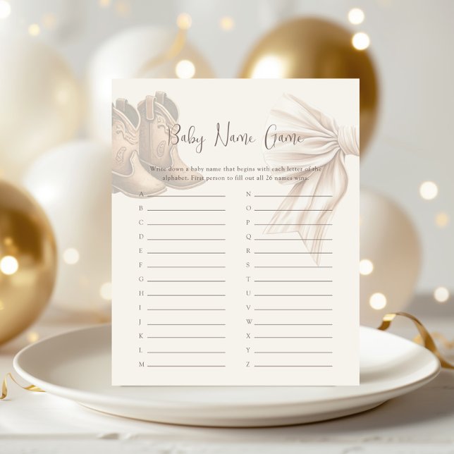 Boho Stiefel oder Bows Gender Reveal Baby Name Gam (Von Creator hochgeladen)