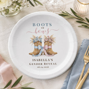 Boho-Stiefel oder Schleifen Geschlechtsenthüllung Pappteller