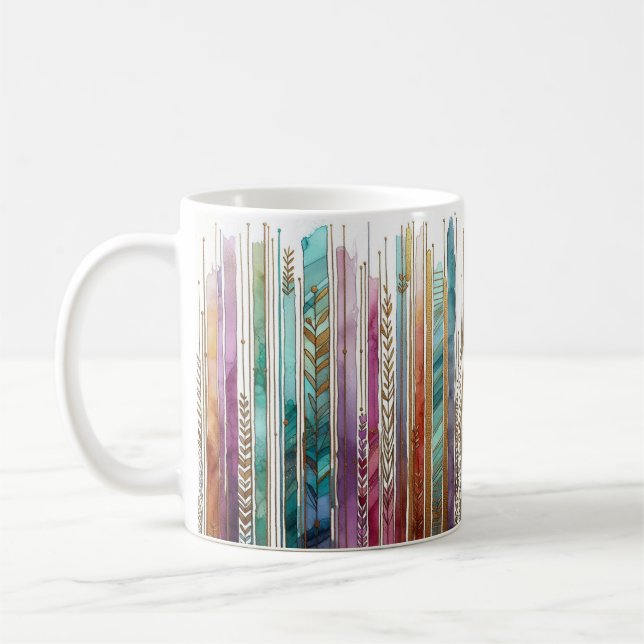 Boho-Stil, Alkoholtupfer, künstlerische Streifen Kaffeetasse (Links)