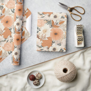 Boho Stil Blume Muster hellen Farben Geschenkpapier