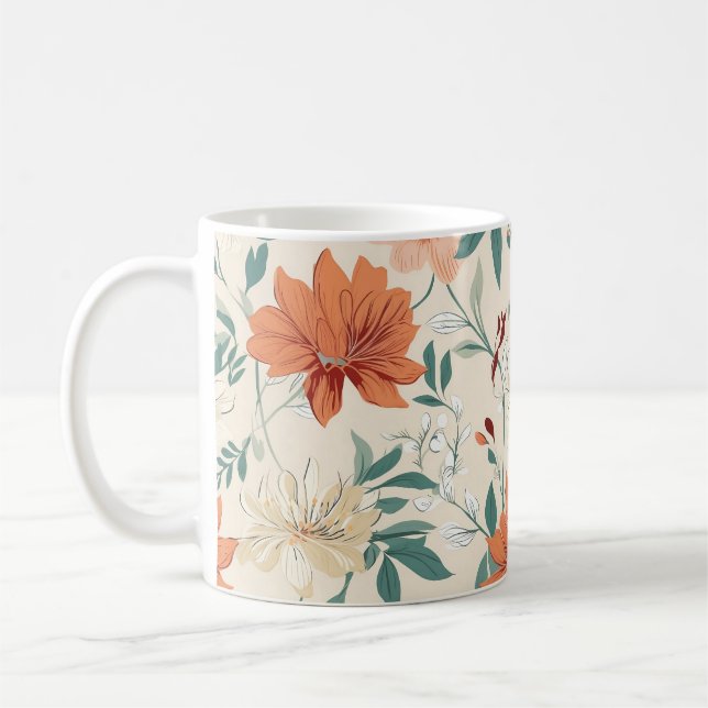 Boho Stil Blume Muster hellen Farben Kaffeetasse (Links)