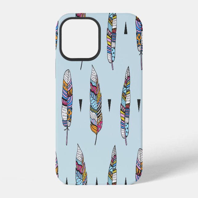 Boho-Stil Feder Handgezeichnet iPhone Hülle (Rückseite)