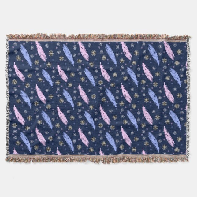 Boho-Stil Federn Muster. Decke (Vorderseite)