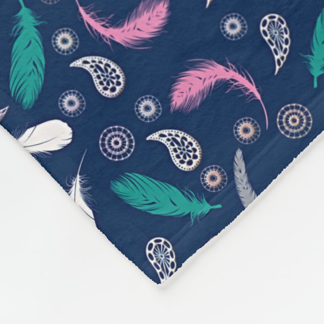 Boho-Stil Federn Muster Fleecedecke (Ecke)