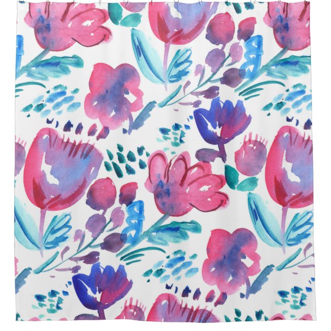 boho Stil florale rustikale Hand gezeichnete Abbil Duschvorhang (Vorderseite)