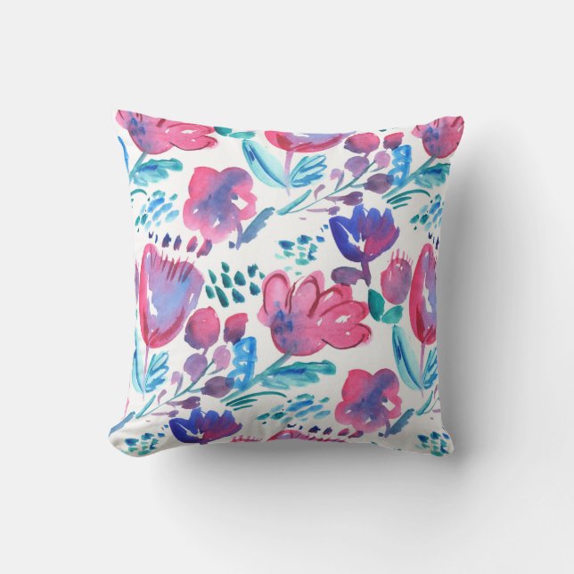 boho Stil florale rustikale Hand gezeichnete Abbil Kissen (Vorderseite)