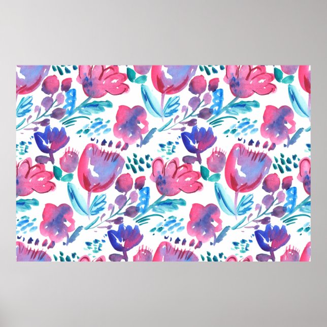 boho Stil florale rustikale Hand gezeichnete Abbil Poster (Vorne)