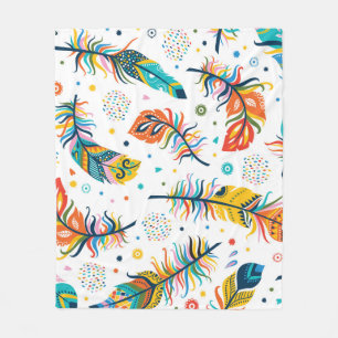 Boho-Stil, nahtloses Feder-Muster. Fleecedecke