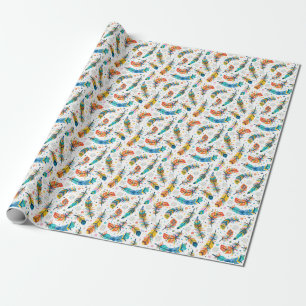 Boho-Stil, nahtloses Feder-Muster. Geschenkpapier
