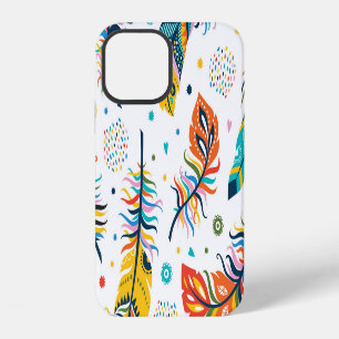 Boho-Stil, nahtloses Feder-Muster. iPhone 12 Hülle