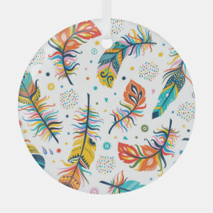 Boho-Stil, nahtloses Feder-Muster. Ornament Aus Glas